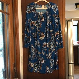 Paisley teal-brown/burgundy dress